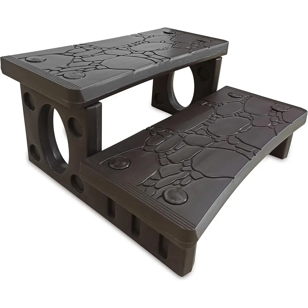 Luxury Outdoor Spa Steps - 28 Wide, Non-Slip Grip, Fits Straight & Curved Spas, Ideal for Pool, Garage, RV, Camper