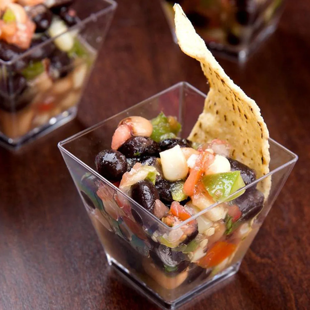 

100Pcs Multi-Function Dessert Cups Transparent Pudding Cups for Parties Weddings Birthday Celebrations