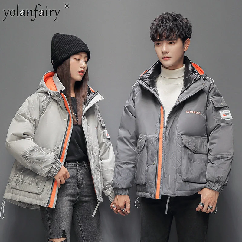 Winter Jackets for Men and Women Down Men's Trend Hooded Puffer Lovers' Overcoat Thickened Warm Ropa Hombre