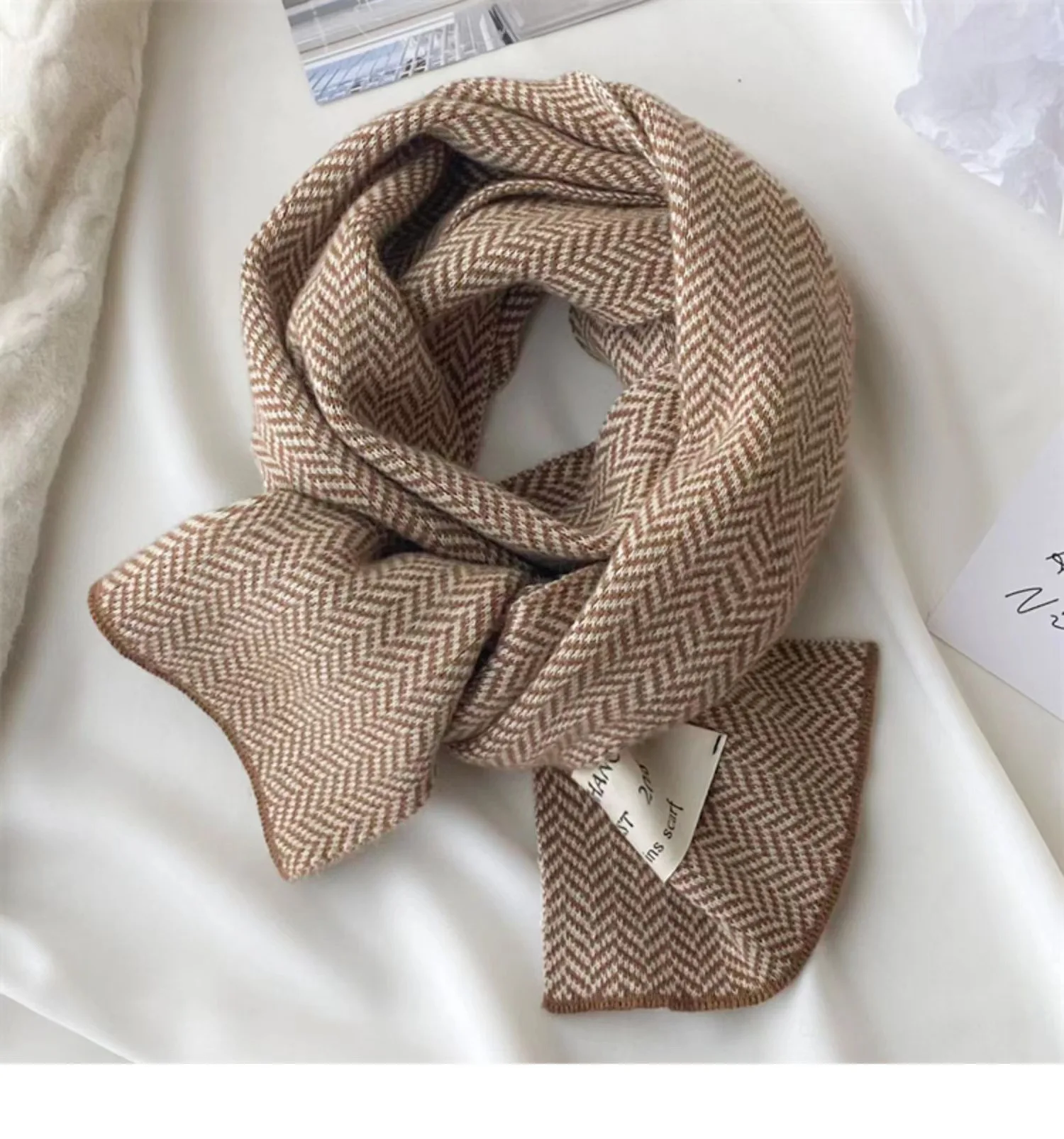 Korean Version Of The New Winter Knitted Scarf Women Warm Thick Solid Color Scarf Students All Match Warm Bibs Male New 2025