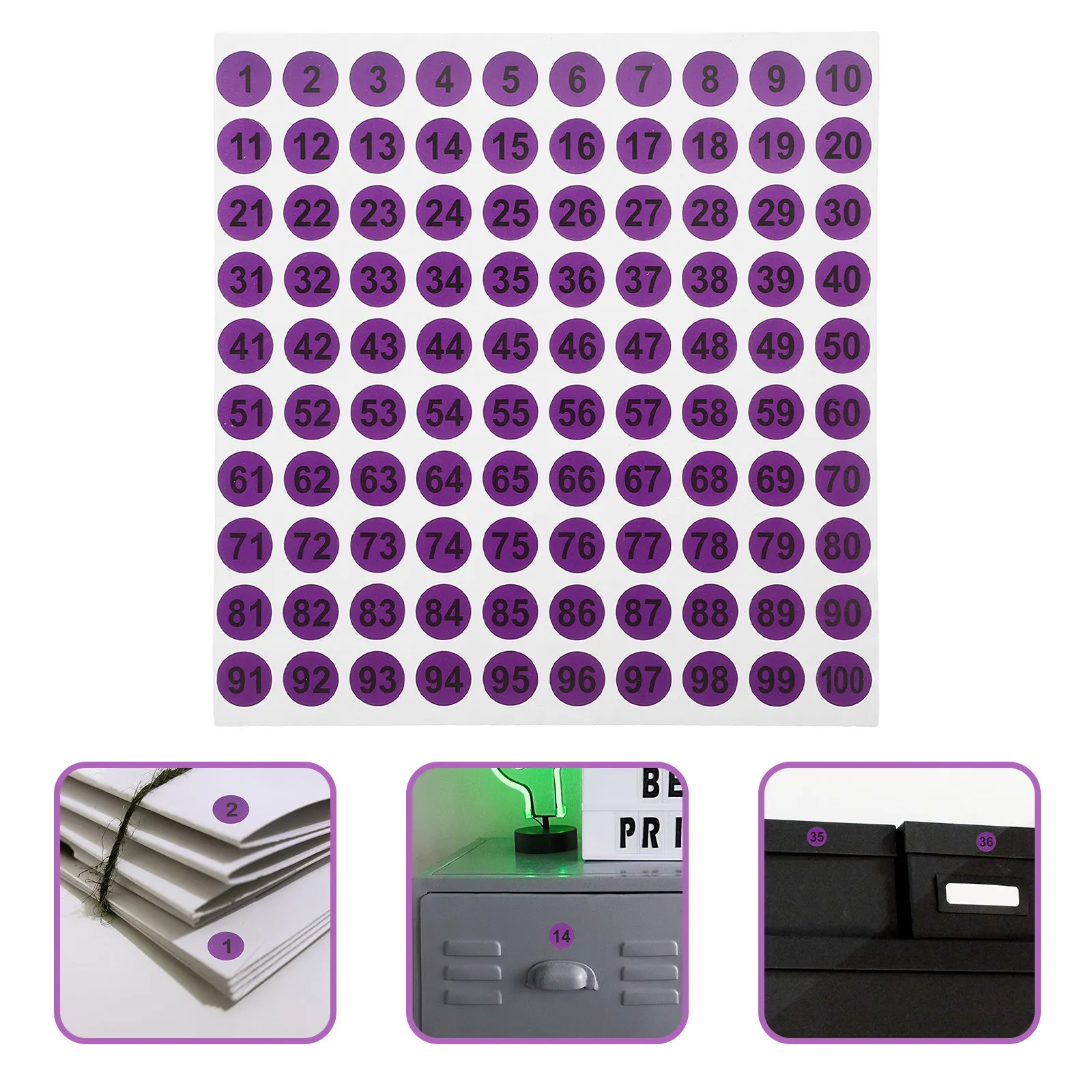 

50 Sheets Round Number Stickers Portable Multipurpose Adhesive Labels for Organizing Classroom Office Home Kitchen Storage