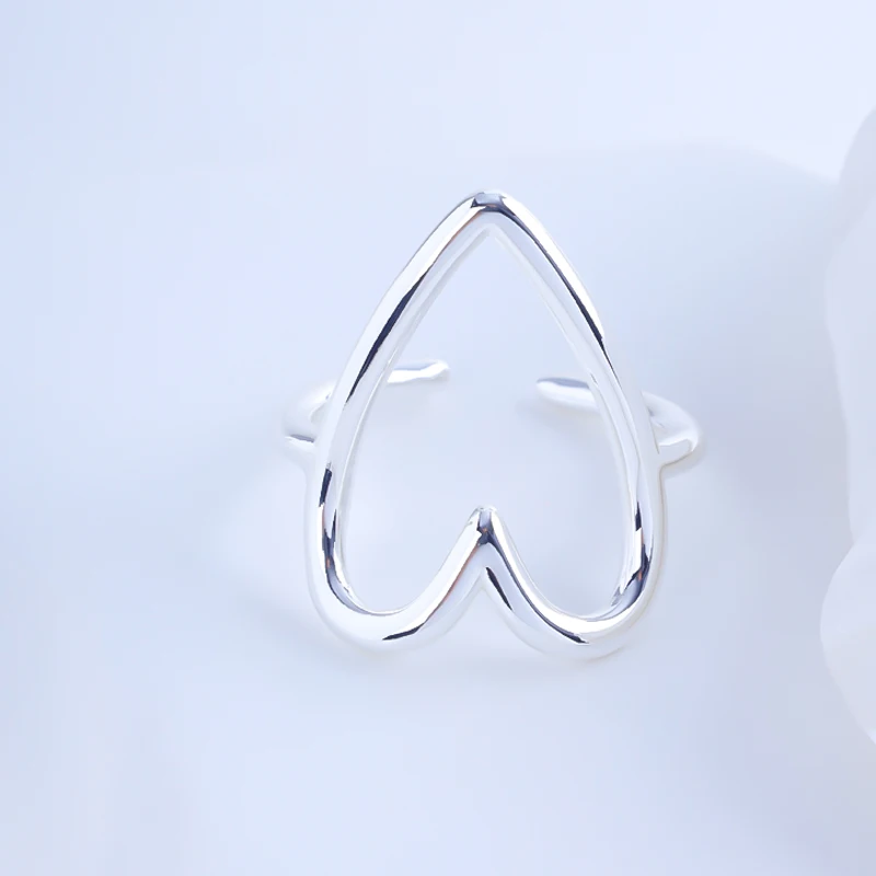 925 Sterling Silver Open Heart Love Ring Punk  Irregular Geometric For Women Girl Jewelry Gift Dropship Wholesale