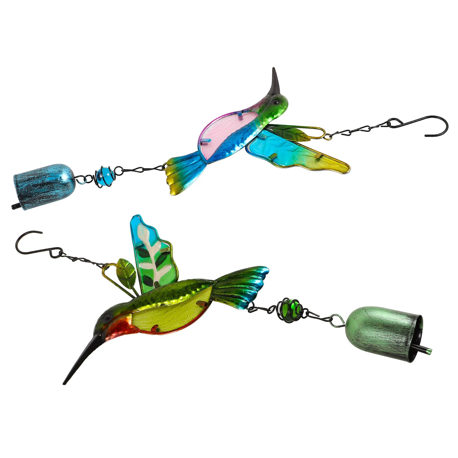 2Pcs Hummingbirds Wind Chime Decor Creative Design Personalized Fashion Wind Bell Pendant for Front Door Back Door Yard Garden