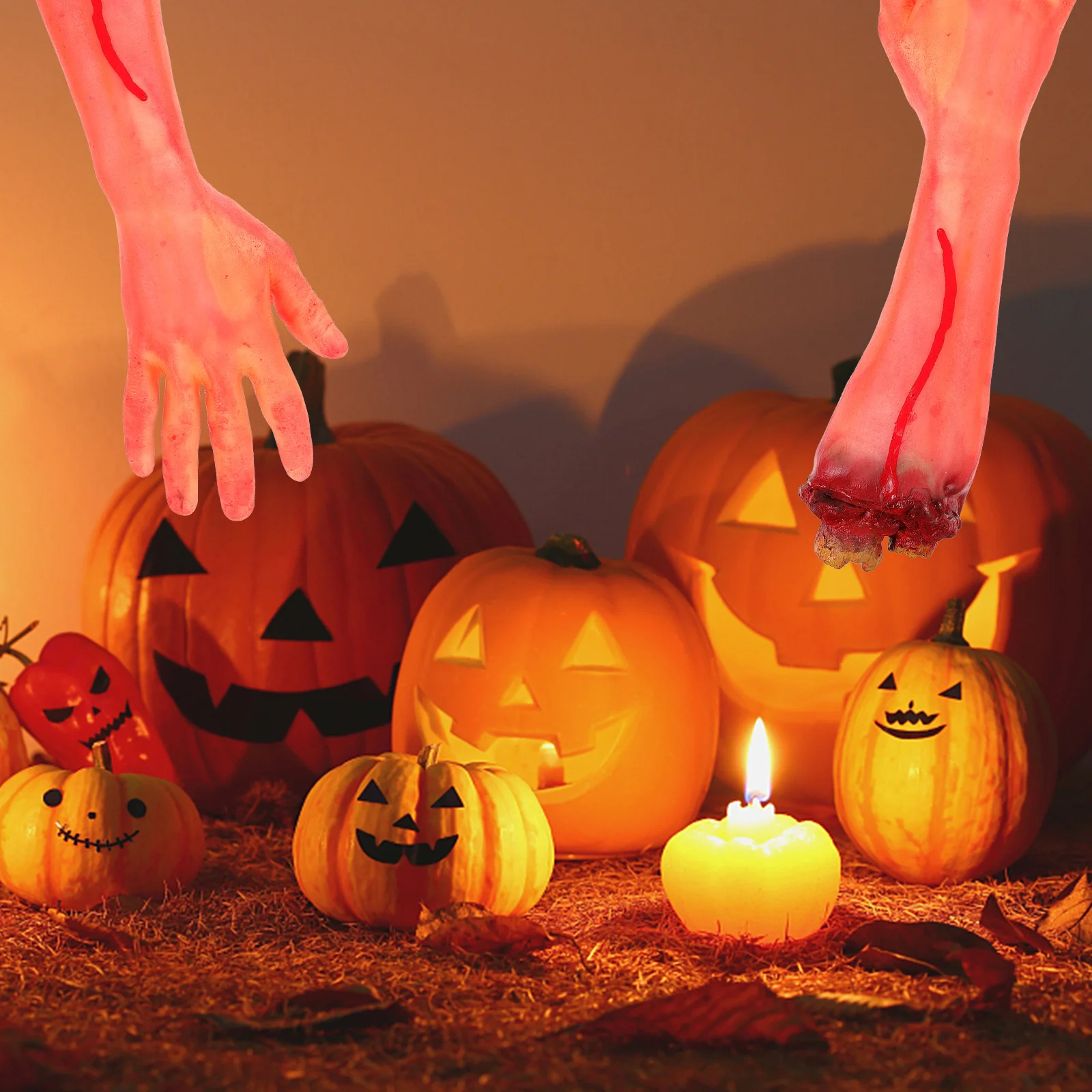 

2Pcs Fake Broken Hands Halloween Prop Simulated Severed Arms Scary Horror Decoration Party Fake Broken Hands Arms