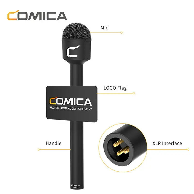 COMICA HRM-C Interview Microphone Dynamic Omni Directional Microphone with 3 Pin XLR Connector Reporter Microphone