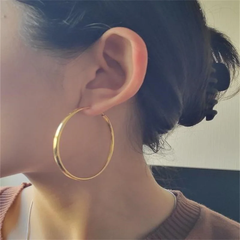 316L Edelstahl 3-6CM Schneidbare Creolen für Damen, modisch, gelbgoldfarben, Ohrringe und Ringe, Schmuckgeschenke – Detail 10