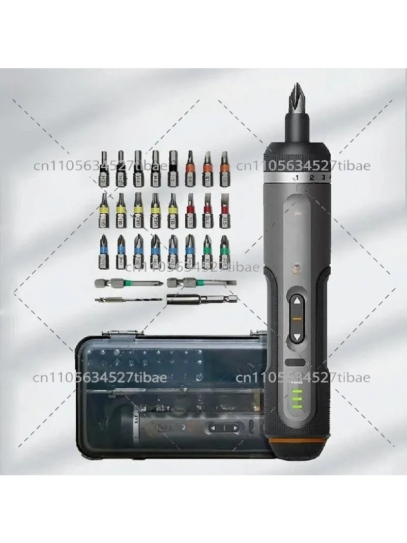 4V Mini Cordless Screwdriver Set USB Rechargeable 30 Bit Drill Tool Kit for Home Repairs