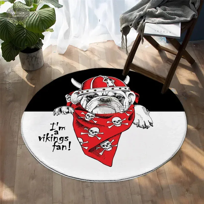 

MNV23Bulldog Round Carpet Cartoon Soft Floor Mat Cute Dog Living Room Area Carpets Heart Shaped Game Balloon Mat Children's 9Gb
