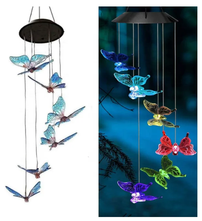 Wind Chimes Outdoor, Color-Changing Solar Mobile Wind Chime Waterproof Solar Powered LED Hanging Lamp for Outdoor Garden Festiva