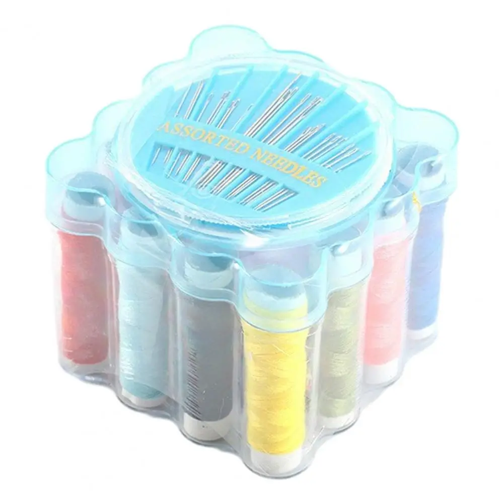 Portable Sewing Kit with Storage Box, Colorful Thread, Needle, Tailor Scissors, Tape Measure, Home Travel Emergency Sewing Suppl