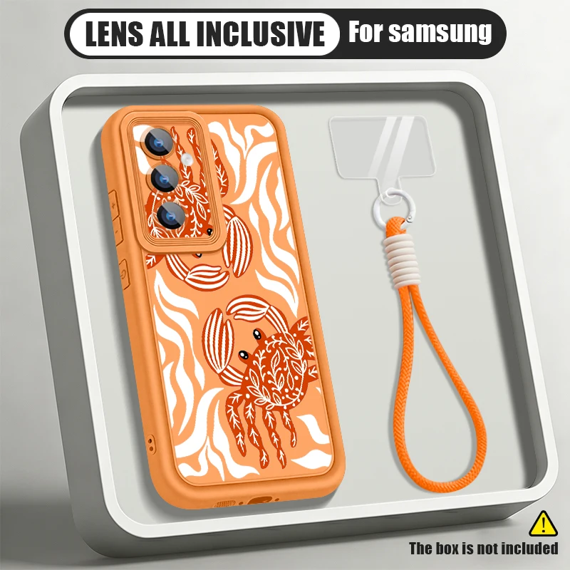 Sardines Crab Print Lanyard Case For Samsung Galaxy S25 FE S26 S24 S23 S22 Ultra A57 A37 A56 A16 A17 A26 A55 A15 A54 Phone Cover