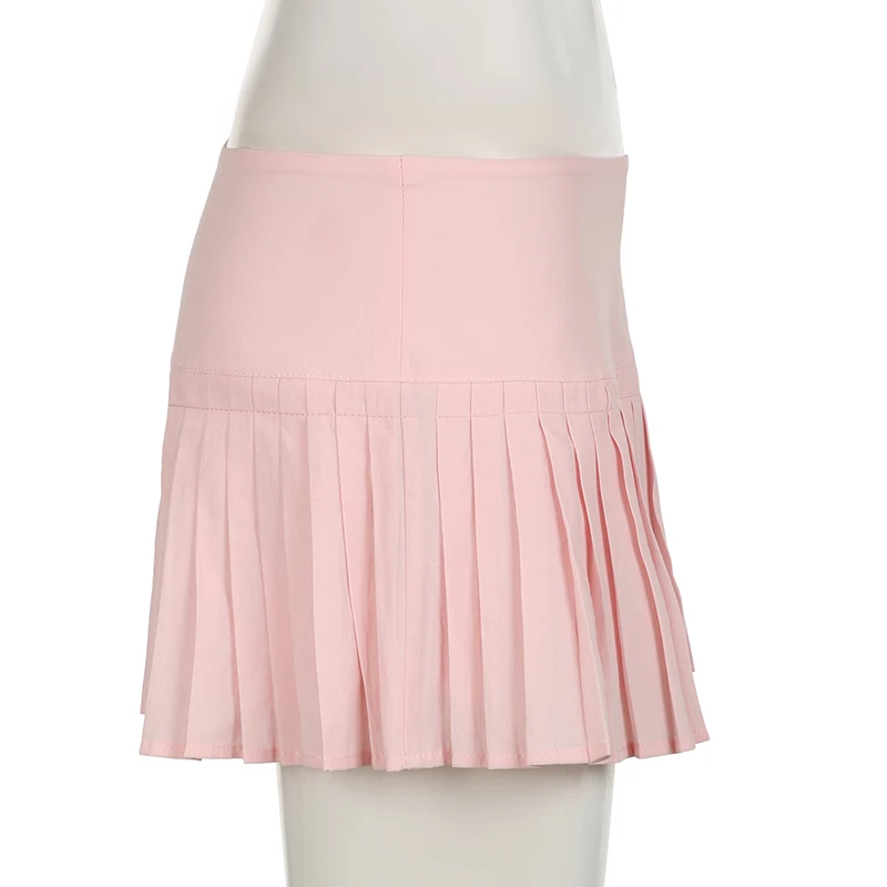 Darlingaga Sweet Cute Low Waist Pink Pleated Skirt Korean Fashion Girls Coquette Clothes Summer Mini Skirt Women Prepy Style New