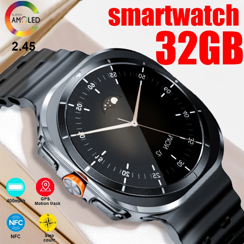 Smartwatch AMOLED Screen DT Ultra Watch 47mm Sport 4GB BT Call Compass Series 7 NFC Watches for Samsung Galaxy Apple Xiaomi 2024