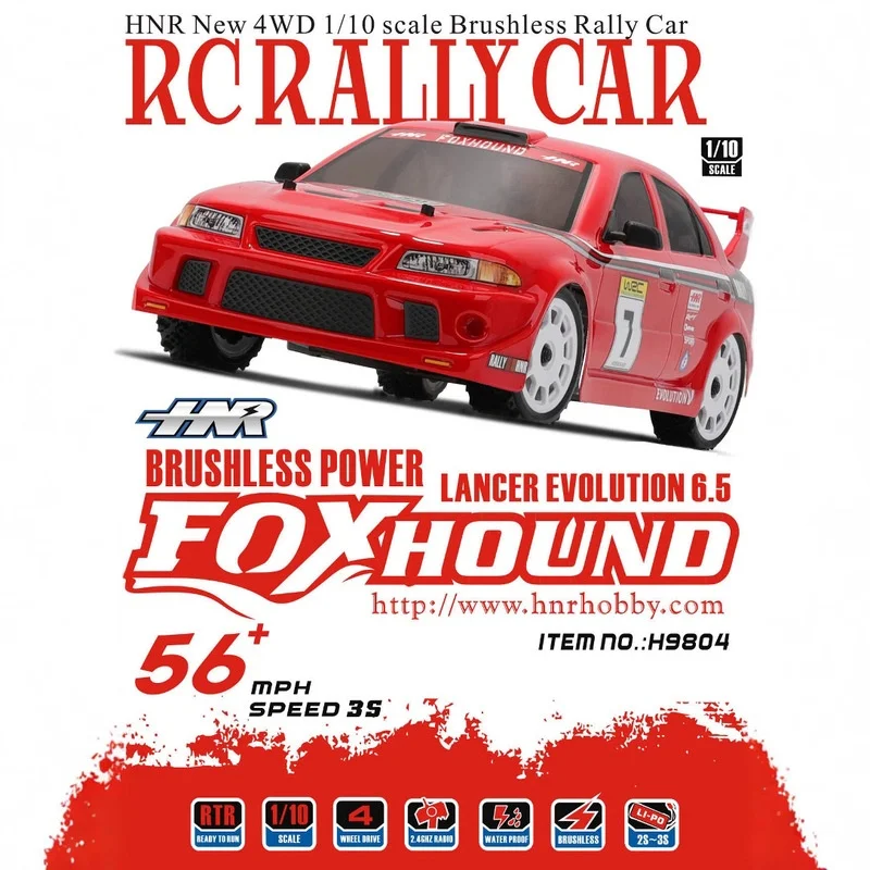HNR H9804 Remote Control 1/10 Scale Electric 4WD Off-Road Rally Car RC Model Foxhound Powerful Speed And Long Battery Life Toy