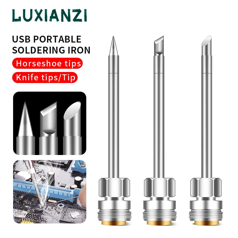 LUXIANZI Mini Portable USB Soldering Iron Tip Wireless Solder Iron Removable Solder Tips Home Welding Repair Tools Accessories