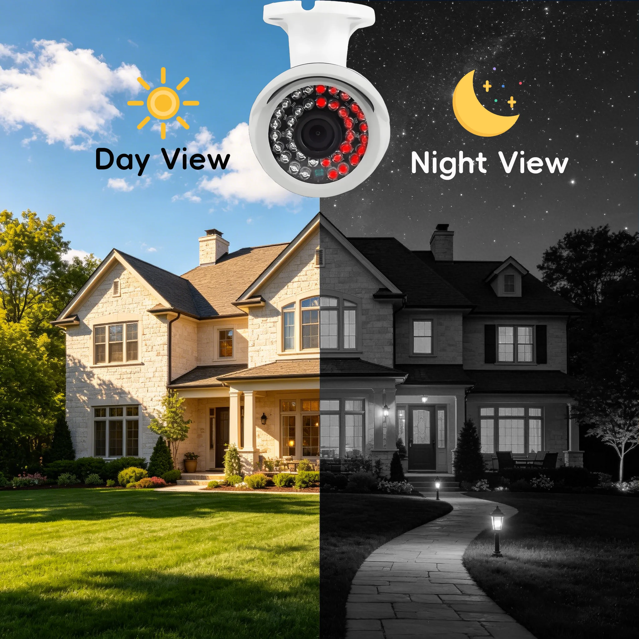 BFMore CCD HD Analog Outdoor Security камера with BNC Port, IR Night Vision, IP66 Waterproof, for Home Use—No Network Required
