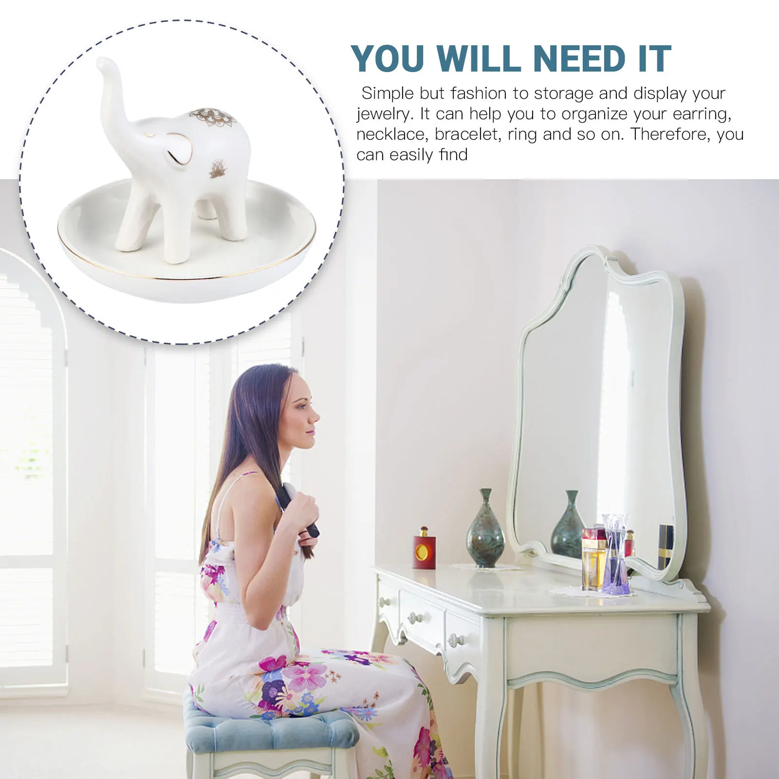 

1 шт. поднос для ювелирных изделий в виде слона, керамические кольца, ожерелье, браслет, держатель для хранения, органайзер, дисплей, тарелка, декор для рабочего стола