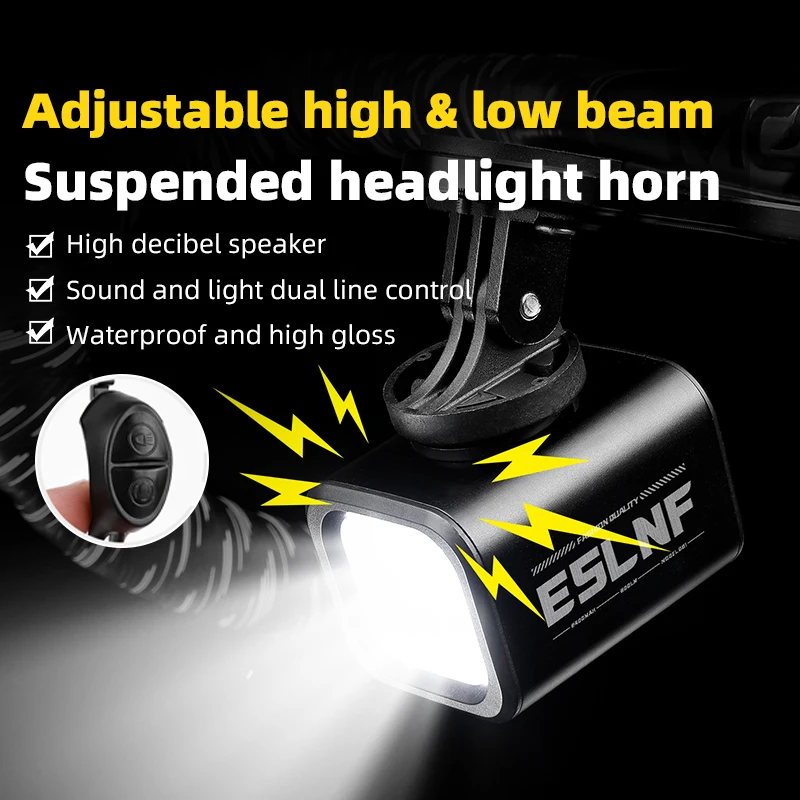 Remote Control Bike Light with Electric Horn 2400mAh Rechargeable Waterproof High Lumens Hanging Mountable Road MTB Accessories