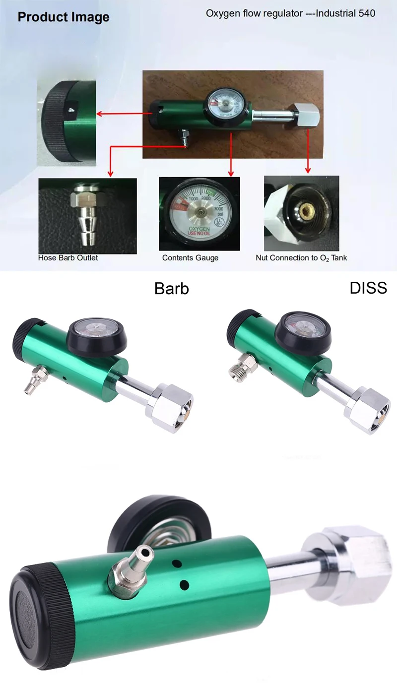 CG540 Sauerstoff-Druckminderer, Sauerstoff-Durchflussregler, 0–15 l – Detail 1