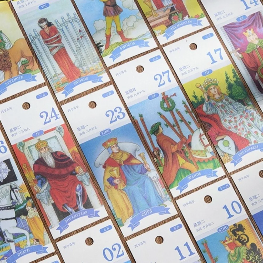 Vintage Oil Painting 2026 Card Calendar Inspirational Quotes One-Way Page Turn Daily Planner Gold Ring Binding Paper