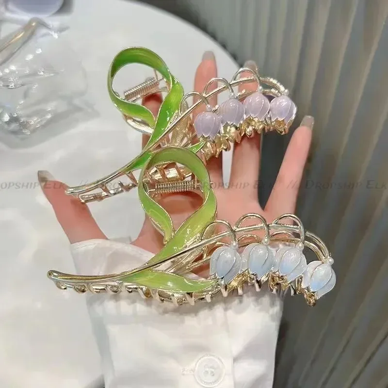 กิ๊บหนีบผมโลหะทรงเรขาคณิตกลวงลายดอกไม้หรูหราสำหรับผู้หญิงกิ๊บติดผมแนววินเทจเครื่องประดับผมแฟชั่น