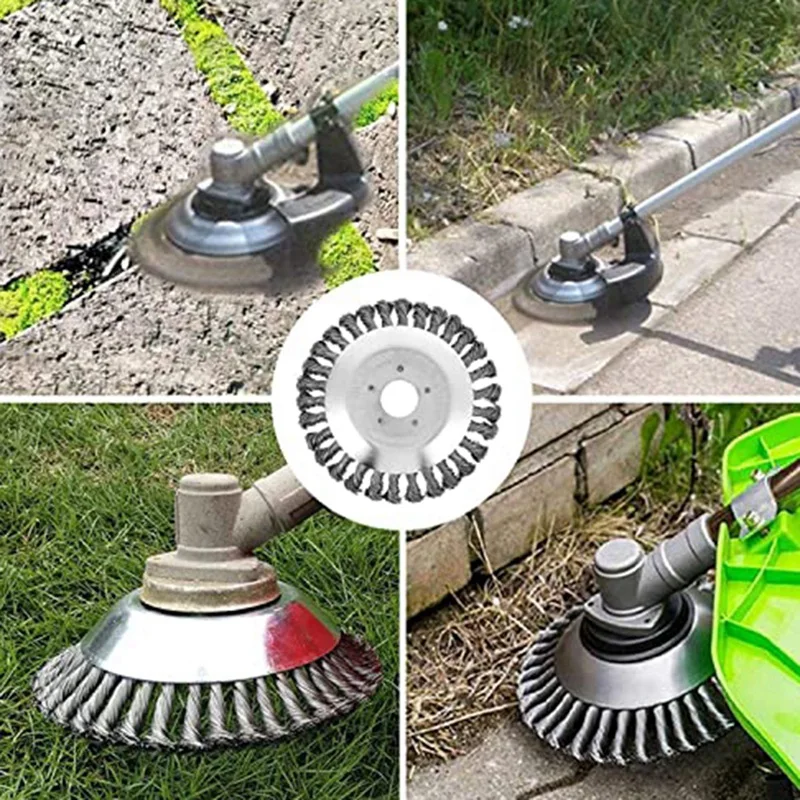 6 Inch Rotary Weed Brush, Cutter Trimmer Head Set -With Universal Adapter Kit For Replacement Lawn Mower Tray