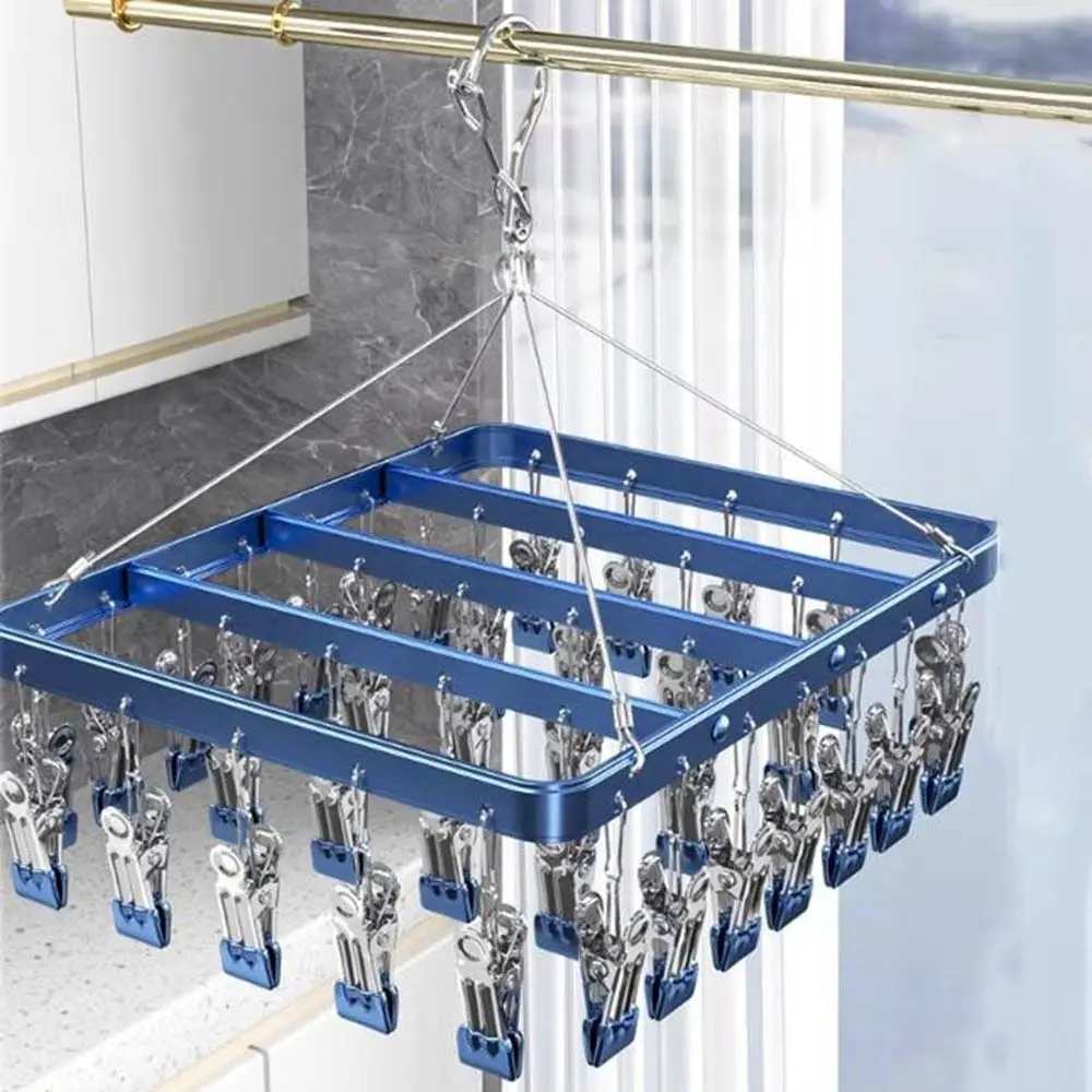 

Aluminum Alloy Socks Drying Rack Windproof Strong Load-Bearing Towel Socks Hanger Anti slip Multi-Clip Drying Rack Balcony