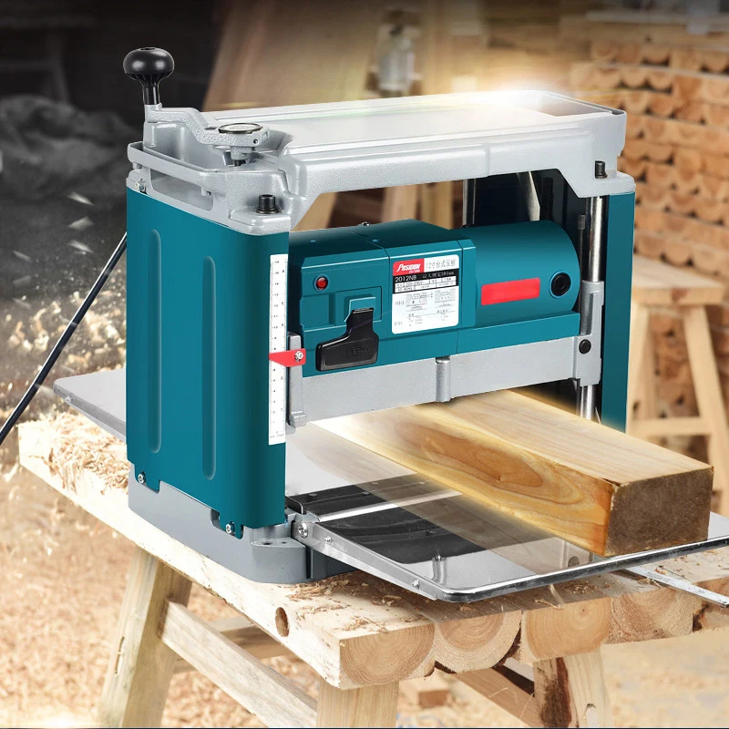 220V High Power Planer Multi-function Single-sided Electric Planer Desktop Press Planer Machine for Wood Cutting Polishing