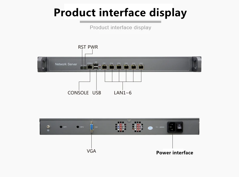 1U Rack Firewall Router Network Server J1900 2.0 GHZ  6*1000M LAN Intel WGI211AT  Support ROS Mikrotik PFSense