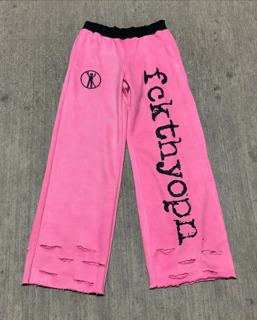 

New Harajuku letter printing pink men elastic waist wide-leg pants fashionable street Y2K hip-hop rock punk sports pants