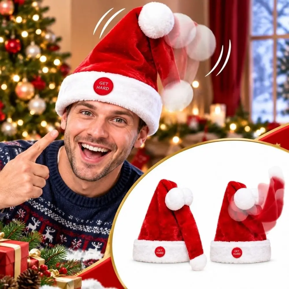 Motorized Motion Electric Christmas Hat Bobbing Motion Cute Singing Dancing Christmas Hat Adjustable Fit Creative