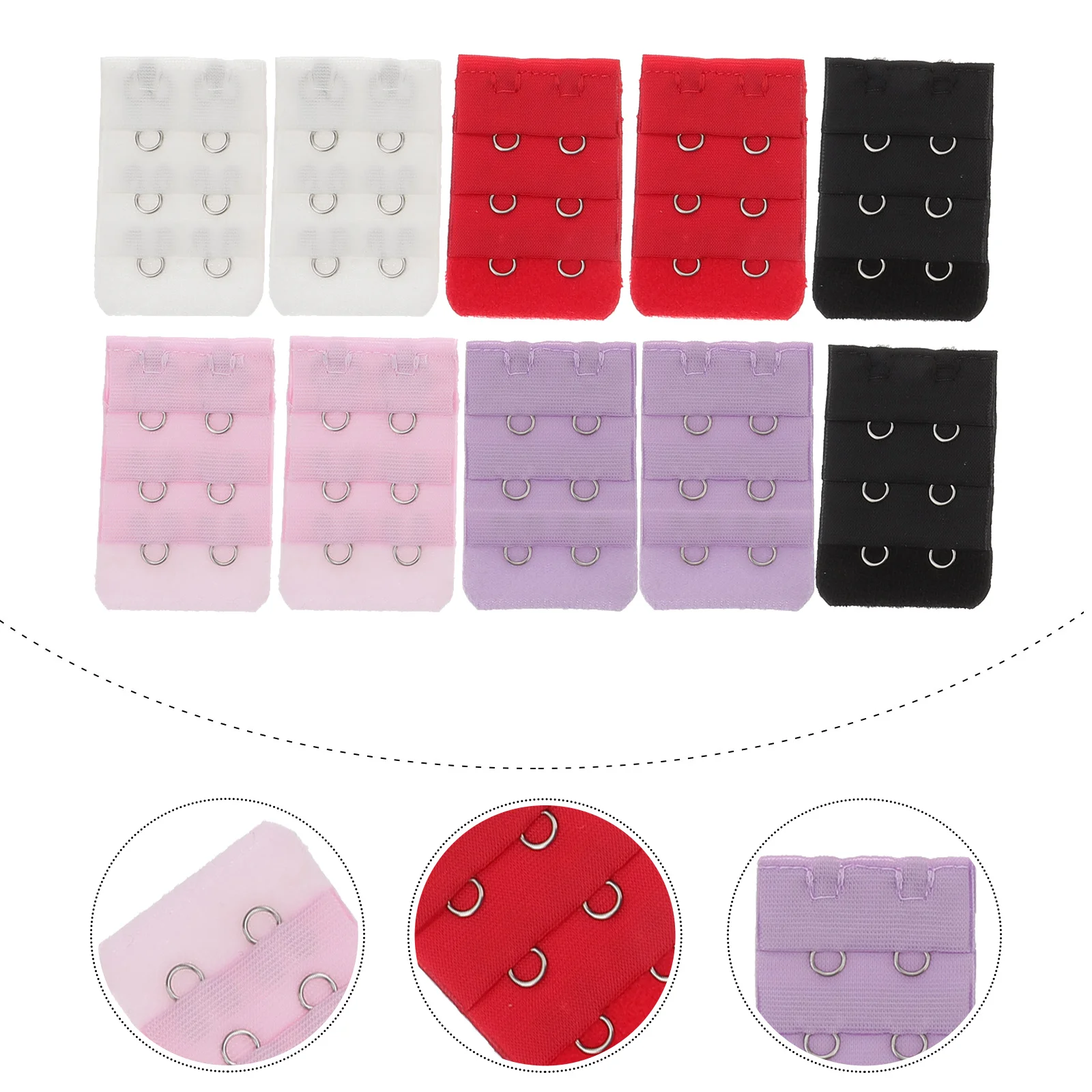 10 Stück Damen-BH-Verlängerung, 2 Haken, 3 Reihen, bequeme Büstenhalter-Verlängerungshaken für schwangere Mütter, verstellbare Unterwäsche