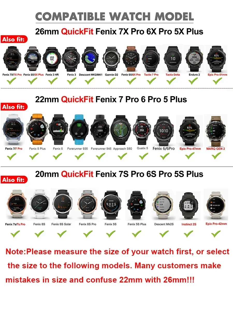 26 22 20MM Cinturini per orologi in silicone per Garmin Fenix 6X 6 6S Pro 7X 7 Easyfit Bracciale Fenix 5 5X 5S Plus Bracciale Smartwatch