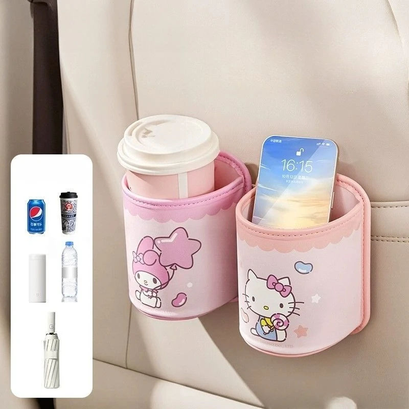 Sanrio New Hello Kitty Kuromi My Melody Kawaii Anime Cartoon Storage Rack Car Ornaments Storage Bag Sense of Luxury Decoration view 4