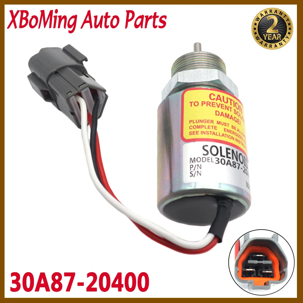 12V 30A87-20400 Car Fuel Shut Off Solenoid For Mitsubishi L2E L3E S3L S4L Engine Volvo EC15 Stop Solenoid 30A87-20404 30A8710400