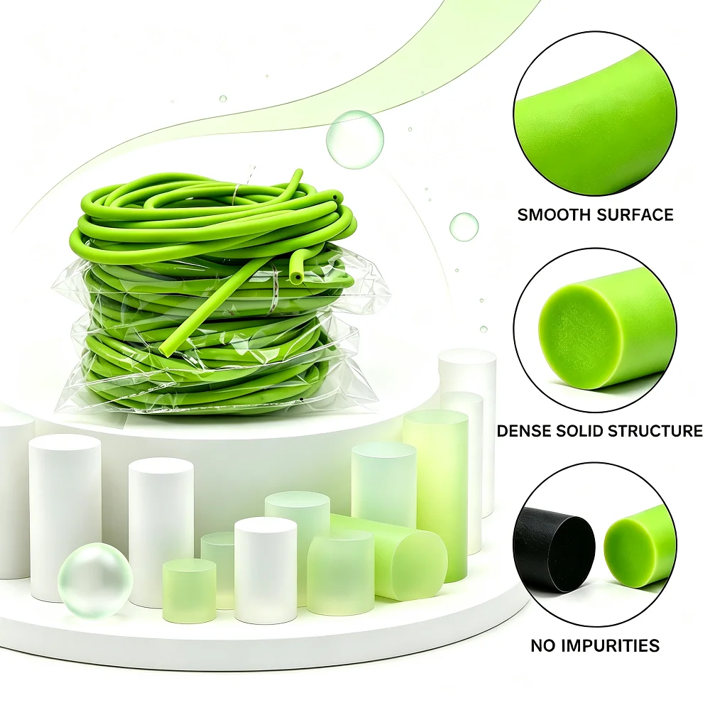 Bright Green Solid Latex Rubber Cord Dia 6mm  Elasticity Round Latex Rubber Strip for Tension Fitness Slingshot Tension Rope