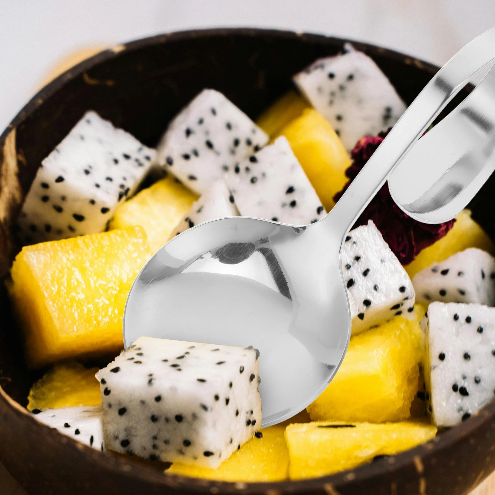 

4pcs Handle Spoons Stainless Steel Salad Stainless Steel Spoon Serving Utensils Kitchen Gadgets Western Buffet Spoon