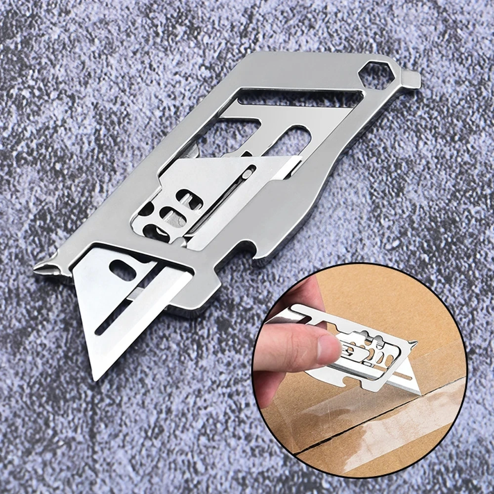 Stainless Steel Retractable MINI Knife Multitool Keychain Utility Knife Screwdriver Bottle opener Outdoor Self-defense EDC Tools