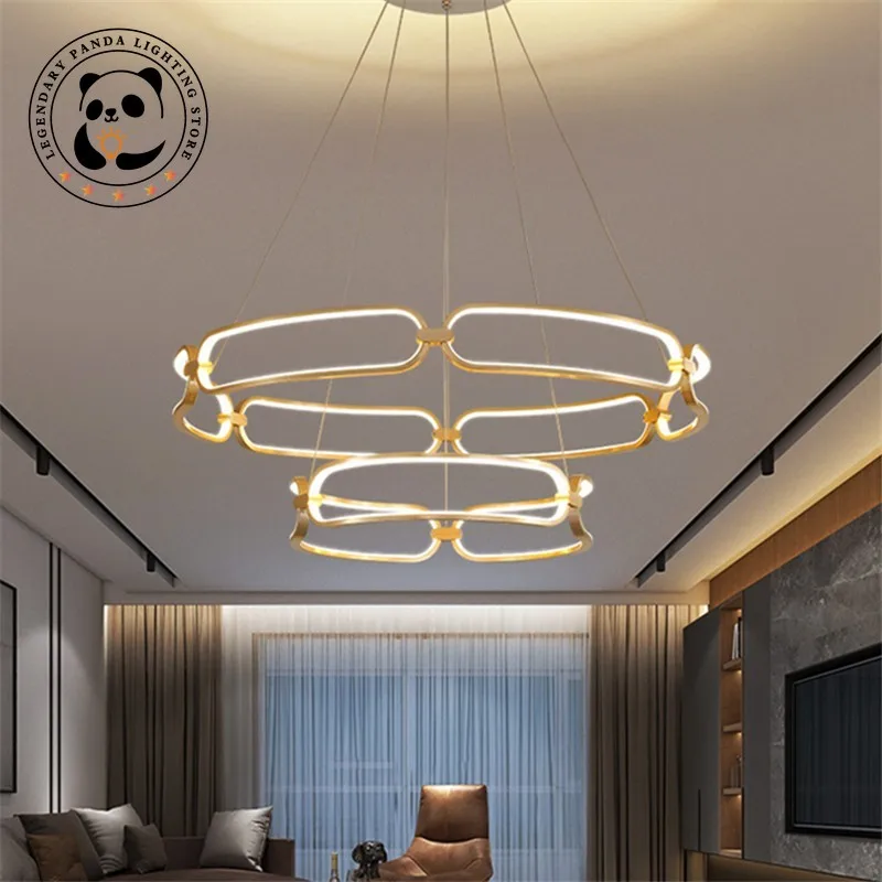 

Modern Simple Ceiling Chandelier Light Luxury Led Ring Lampshade Fixture Bedroom Hanglamp Woonkamer Interior Art Home Decoration