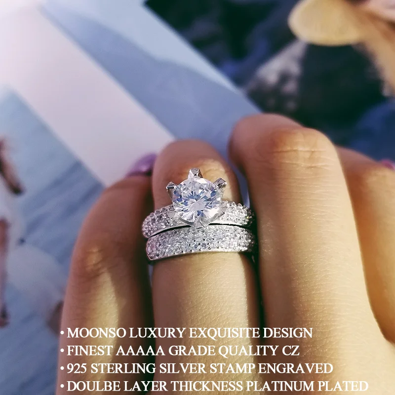 2023 New Luxury Quality Designer Silver Color Wedding Rings Set for Women Anniversary Gift Drop Shipping Wholesale Jewelry R4632