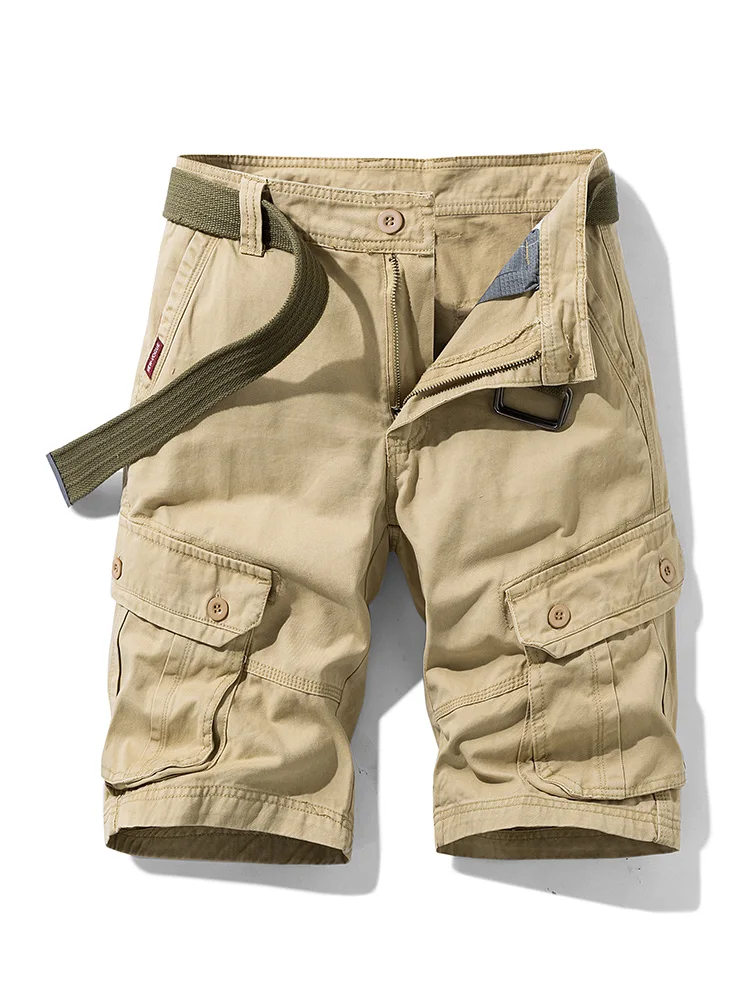 

Men's summer button multi pocket fashionable and versatile pure cotton wear-resistant workwear shorts（95554）