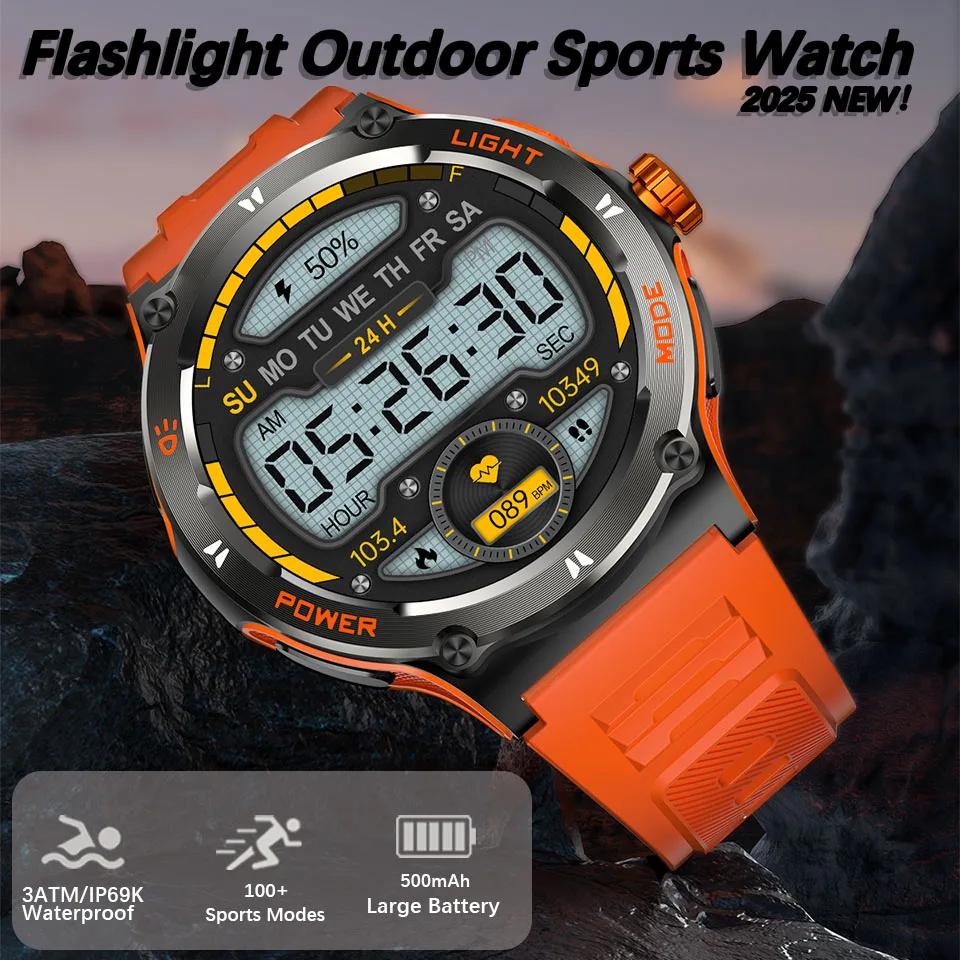 

Новые умные часы 3ATM водонепроницаемые 1.53" KT76 для мужчин, спортивные, с компасом и LED-фонариком, анализом сердечного ритма и сна, Bluetooth-звонками