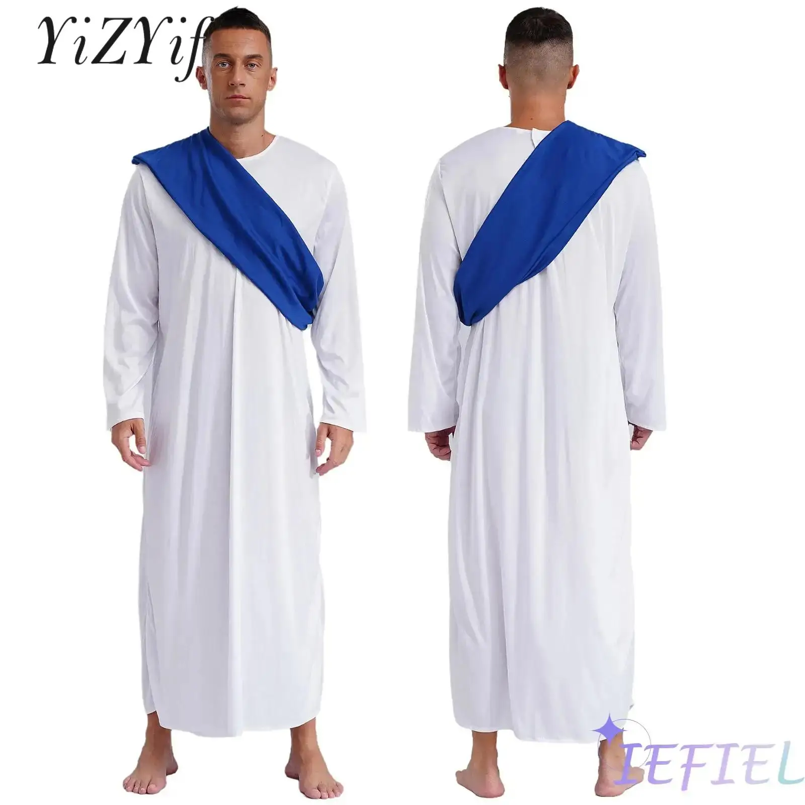 

Mens Halloween Role Play Party Costumes Ancient Greek Prince Costume Themed Party Toga Robe with Shoulder Shawl Jesus Costume