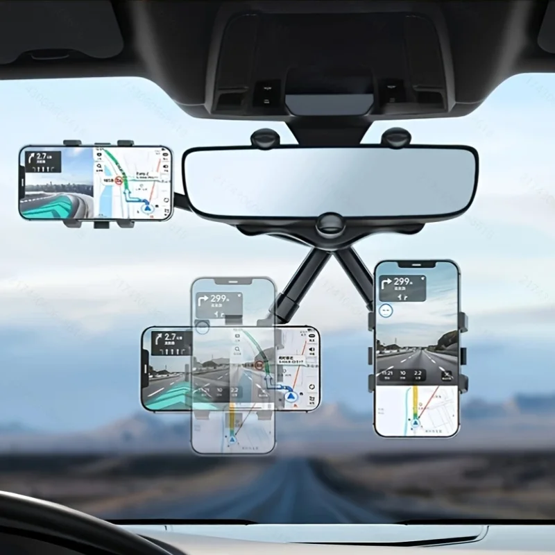 

Rearview Mirror Phone Holder Car 360 Rotation Phone Mount Stable Gripper Smartphone Navigation Bracket For IPhone Samsung Xiaomi
