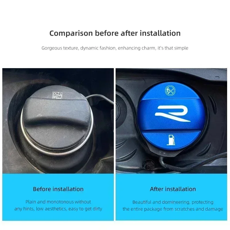 Car Fuel Cap Aluminum Alloy Oil Box Lid Petrol Tank Cover For VW GTI Polo Golf MK6 7 8 Passat B6 7 8 9 Tiguan T-ROC Arteon Jetta