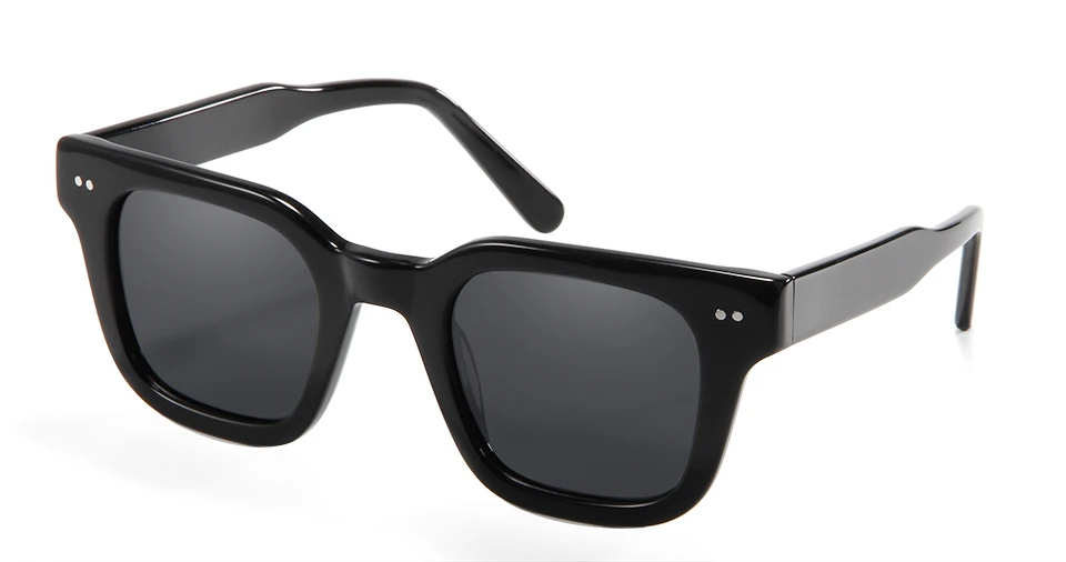 Chim 004 Designer-Sonnenbrille aus schwarzem Acetat, große polarisierte quadratische Fassung für Damen und Herren, flache UV400-Schutzgläser – Detail 21