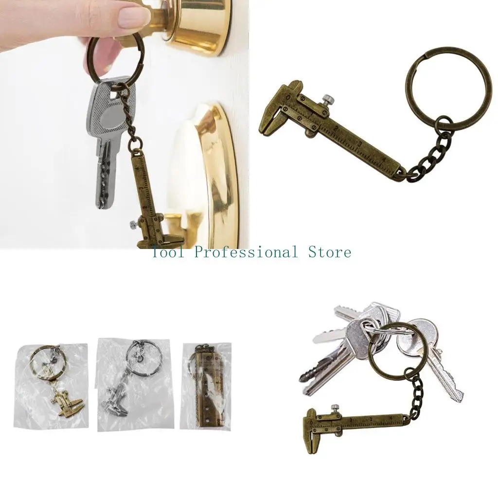 57qf Zinc Alloy Keychain Handy Tool Mini Vernier Caliper Straight Toothchain