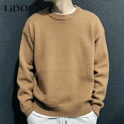 Autumn Winter Solid Color Warm Japanese Fashion Sweaters Man Long Sleeve Trend Casual Male Pullover All Match Streetwear Clothes