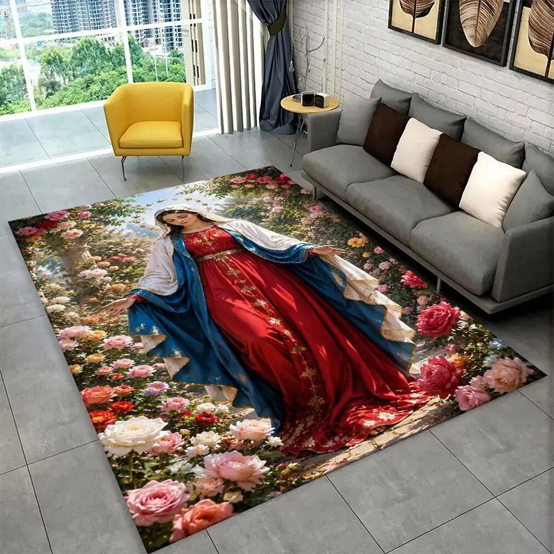 Virgin Mary Christian Faith Large Area Rug Non-slip Durable Carpet for Bedroom Living Room Sofa Doormat Home Decor Floor Mat - view 6