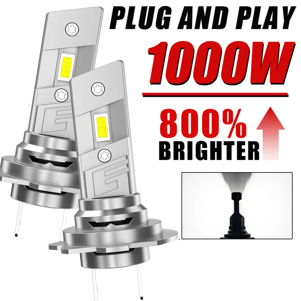 

1000 Вт H7 светодиодные автомобильные фары CANBUS 1:1 Мини 16 шт. 7035 CSP Беспроводные автомобильные светодиодные лампы с вентилятором Plug&Play 6000K 12V